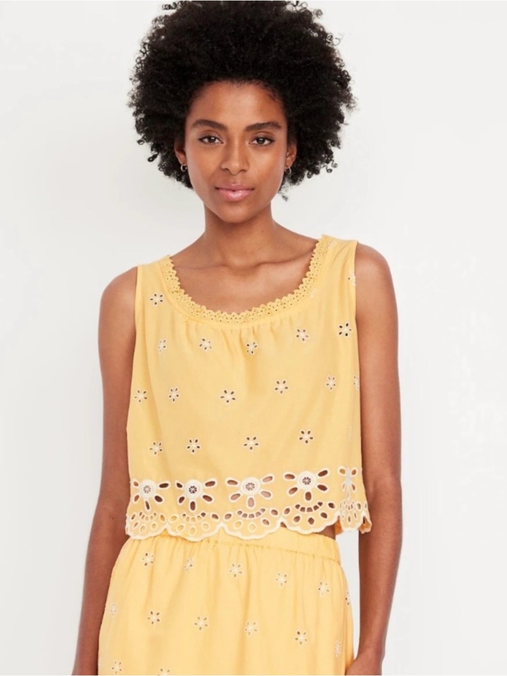 Old Navy Yellow Eyelet Sleeveless Tank